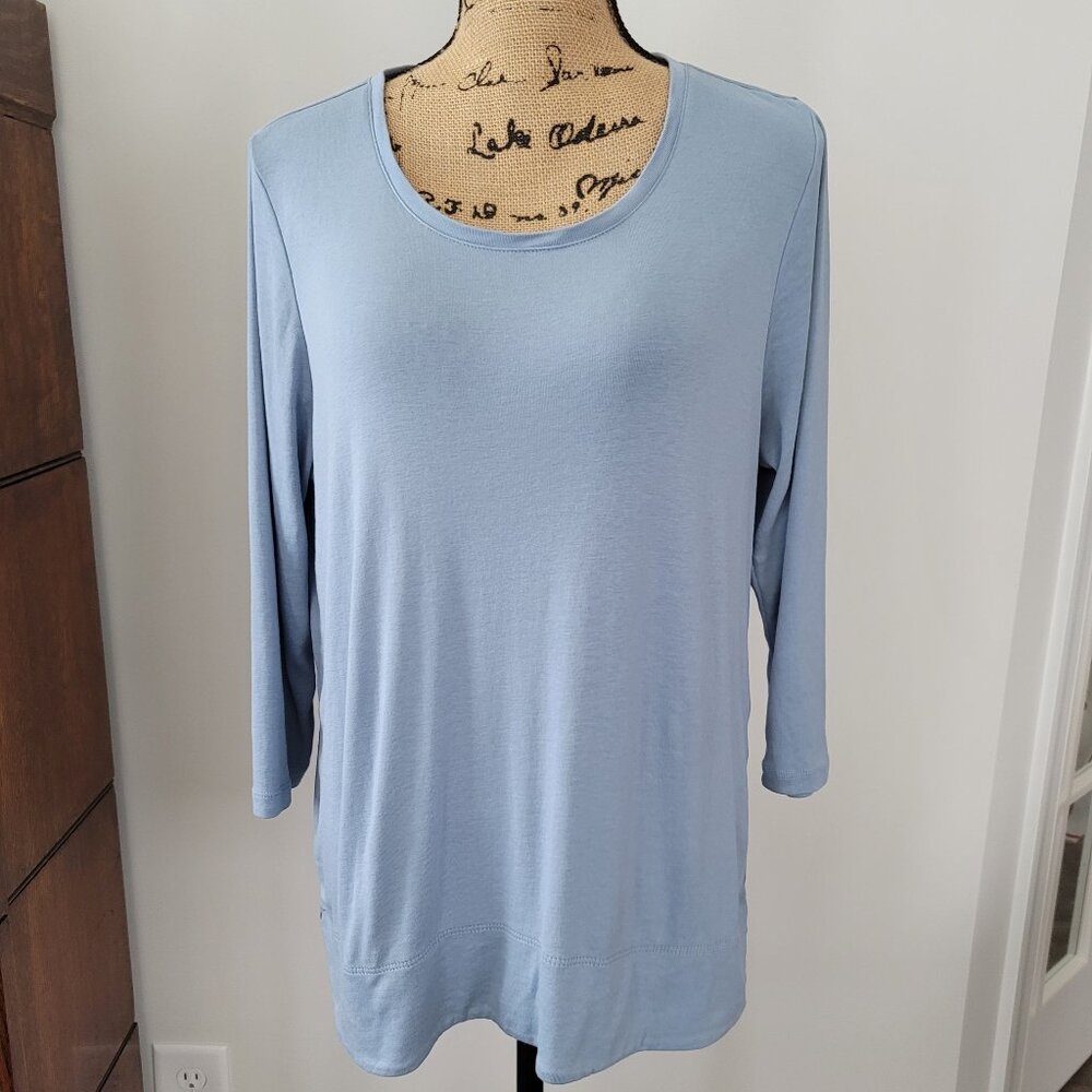 J. Jill Perfect Pima Top  Blue with 3/4 Sleeves
